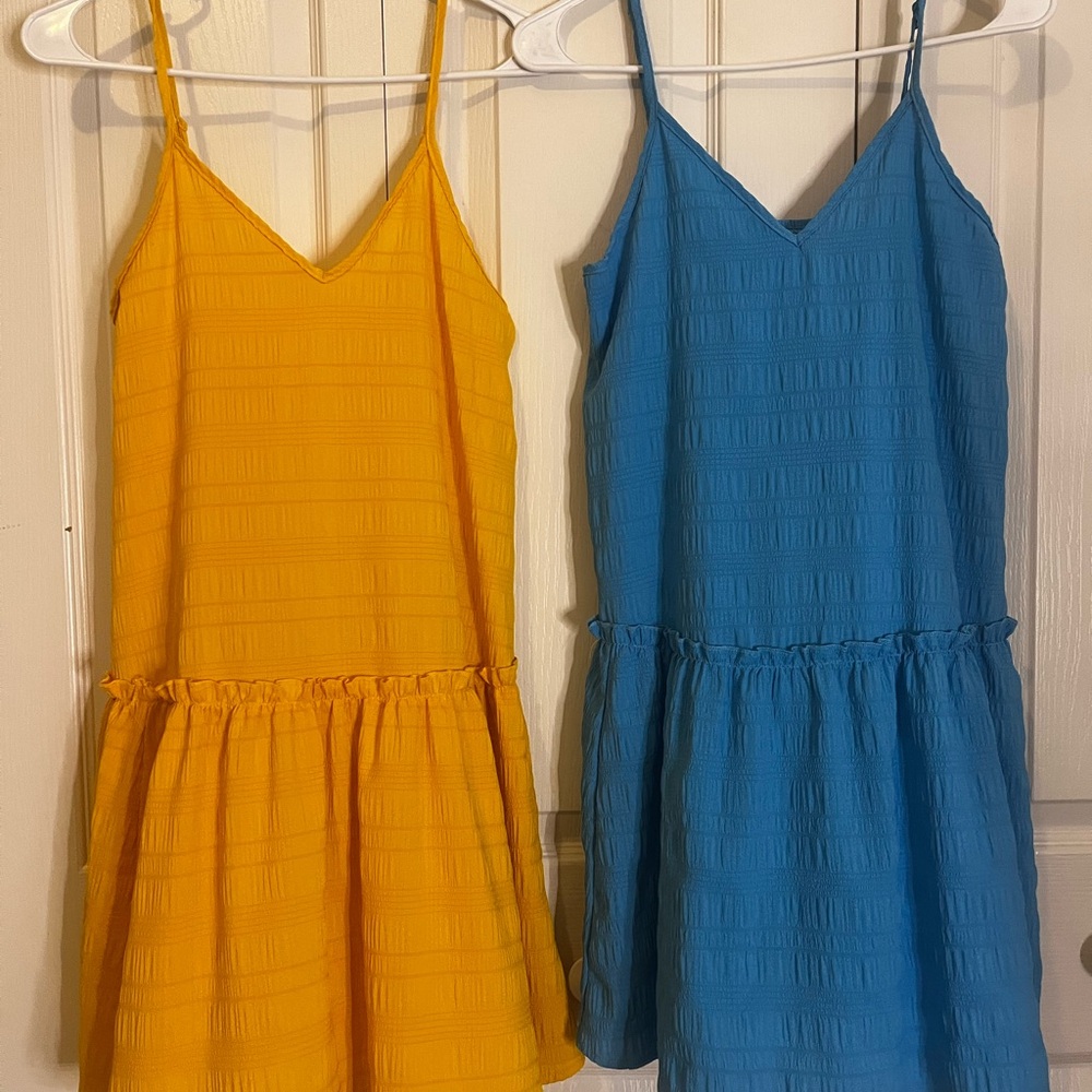 SHEIN Yellow and Blue Casual Dresses